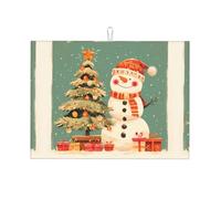 Tappetino scolapiatti grande con pupazzo di neve con pupazzo di neve, 45,7 x 61 cm, super assorbente e lavabile in lavatrice