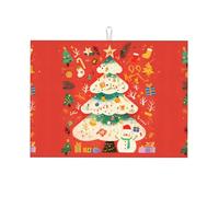 Tappetino scolapiatti grande con pupazzo di neve verde sciarpa sotto l'albero, 45 x 61 cm, super assorbente e lavabile in lavatrice