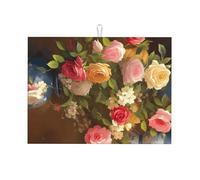 Tappetino scolapiatti grande con rose in vaso, 45,7 x 61 cm, super assorbente e lavabile in lavatrice