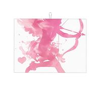Tappetino scolapiatti grande con silhouette di Cupido rosa, 45,7 x 61 cm, super assorbente e lavabile in lavatrice