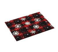 Tappetino scolapiatti grande con stampa invernale a quadri con fiocchi di neve, per bancone della cucina, 45,7 x 61 cm, in microfibra assorbente, tappetino antiscivolo con passante per appendere