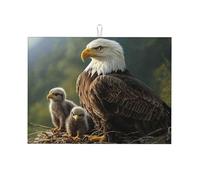 Tappetino scolapiatti grande in microfibra con aquila americana e due cuccioli, riutilizzabile, lavabile, tappetino scolapiatti per accessori da cucina, 45,7 x 61 cm