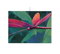 Tappetino scolapiatti grande, in microfibra, con libellula, riutilizzabile, lavabile, accessorio da cucina, 45,7 x 61 cm