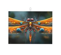 Tappetino scolapiatti grande in microfibra con libellula, riutilizzabile, lavabile, per accessori da cucina, 45,7 x 61 cm