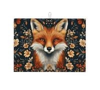 Tappetino scolapiatti grande in microfibra con motivo volpe, riutilizzabile, lavabile, tappetino scolapiatti per accessori da cucina, 45,7 x 61 cm