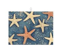 Tappetino scolapiatti grande in microfibra con stella marina arancione e bianca, riutilizzabile, lavabile, per accessori da cucina, 45,7 x 61 cm