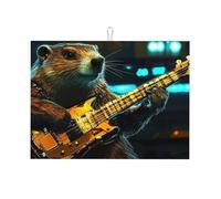 Tappetino scolapiatti grande in microfibra, riutilizzabile, lavabile, con la talpa che suona il pianoforte, accessorio da cucina, 45,7 x 61 cm