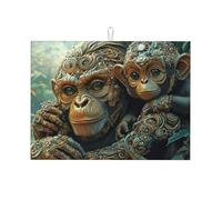 Tappetino scolapiatti grande, in microfibra, riutilizzabile, lavabile, con scimmia, accessorio da cucina, 45,7 x 61 cm