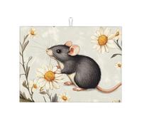 Tappetino scolapiatti grande, in microfibra, riutilizzabile, lavabile, con topolino girasole, accessorio da cucina, 45,7 x 61 cm