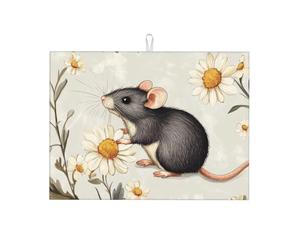 Tappetino scolapiatti grande, in microfibra, riutilizzabile, lavabile, con topolino girasole, accessorio da cucina, 45,7 x 61 cm
