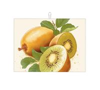 Tappetino scolapiatti grande Kiwi intero e tagliato a metà, 45,7 x 61 cm, super assorbente e lavabile in lavatrice