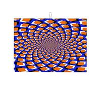 Tappetino scolapiatti grande multicolore con gradiente di linee visive, illusione ottica, divertente, grande, assorbente, piccolo, 16 x 18 pollici