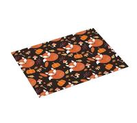 Tappetino scolapiatti grande per bancone della cucina, 45,7 x 61 cm, assorbente, con foglie autunnali, funghi e volpe, tappetino in microfibra con anello per appendere