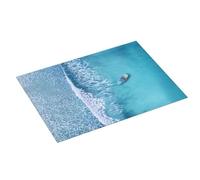 Tappetino scolapiatti grande per bancone della cucina, 45,7 x 61 cm, assorbente con onde e barche sulla spiaggia, tappetino per scolapiatti in microfibra con anello per appendere