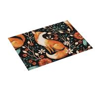 Tappetino scolapiatti grande per bancone della cucina, 45,7 x 61 cm, assorbente, con volpe, foresta e fiori, tappetino in microfibra con anello per appendere