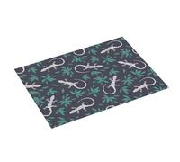 Tappetino scolapiatti grande per bancone della cucina, 45,7 x 61 cm, assorbente, in microfibra, con lucertola e foglie verdi, tappetino per scolapiatti con anello per appendere