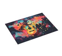 Tappetino scolapiatti grande per bancone della cucina, 45,7 x 61 cm, assorbente, in microfibra, motivo: mappa del mondo con chitarra, tappetino scolapiatti con anello per appendere