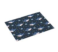 Tappetino scolapiatti grande per bancone della cucina, 45,7 x 61 cm, assorbente, motivo cartone animato felice, simpatico squalo, tappetino in microfibra con anello per appendere