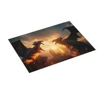 Tappetino scolapiatti grande per bancone della cucina, 45,7 x 61 cm, assorbente, motivo: drago di fuoco, tappetino in microfibra con anello per appendere