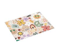 Tappetino scolapiatti grande per bancone della cucina, 45,7 x 61 cm, assorbente, motivo fiori arcobaleno, segno di pace, tappetino per scolapiatti in microfibra con anello per appendere