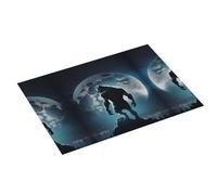 Tappetino scolapiatti grande per bancone della cucina, 45,7 x 61 cm, assorbente, motivo: luna lupo guerriero, tappetino in microfibra con anello per appendere