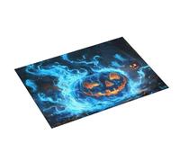 Tappetino scolapiatti grande per bancone della cucina, 45,7 x 61 cm, assorbente, motivo zucca di Halloween, fantasma, fiamma blu, tappetino per scolapiatti in microfibra con anello per appendere