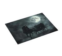 Tappetino scolapiatti grande per bancone della cucina, 45,7 x 61 cm, assorbente, per Halloween, carrozza fantasma, luna, notte, tappetino per scolapiatti in microfibra con anello per appendere