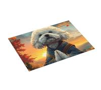 Tappetino scolapiatti grande per bancone della cucina, 45,7 x 61 cm, assorbente, per meditazione al tramonto e al tramonto Bichon Frise, tappetino per scolapiatti in microfibra con anello per