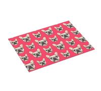 Tappetino scolapiatti grande per bancone della cucina, 45,7 x 61 cm, colore rosa brillante, stampa bulldog francese, in microfibra, assorbente, tappetino per scolapiatti con anello per appendere