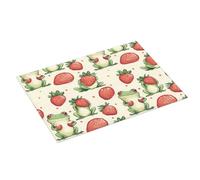 Tappetino scolapiatti grande per bancone della cucina, 45,7 x 61 cm, con graziosa stampa di rane e fragole, in microfibra, assorbente, tappetino per scolapiatti per cucina, tappetino antiscivolo con