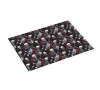Tappetino scolapiatti grande per bancone della cucina, 45,7 x 61 cm, con stampa a teschio e chitarra rock, in microfibra, assorbente, tappetino per scolapiatti con anello per appendere