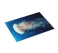 Tappetino scolapiatti grande per bancone della cucina, 45,7 x 61 cm, in microfibra assorbente, con anello per appendere il bancone della cucina, colore: bianco oceano con meduse