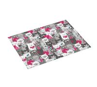 Tappetino scolapiatti grande per bancone della cucina, 45,7 x 61 cm, in microfibra assorbente, con divertente gatto dei cartoni animati, tappetino grigio per cucina, scolapiatti con anello per