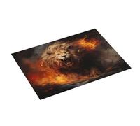 Tappetino scolapiatti grande per bancone della cucina, 45,7 x 61 cm, in microfibra, assorbente, con leone di fuoco, tappetino per scolapiatti con anello per appendere