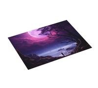 Tappetino scolapiatti grande per bancone della cucina, 45,7 x 61 cm, in microfibra, assorbente, con luna, albero, cielo notturno, tappetino per cucina, scolapiatti con anello per appendere