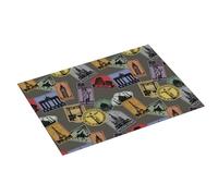 Tappetino scolapiatti grande per bancone della cucina, 45,7 x 61 cm, in microfibra, assorbente, con motivo a mondi, tappetino per scolapiatti con anello per appendere