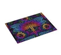 Tappetino scolapiatti grande per bancone della cucina, 45,7 x 61 cm, in microfibra assorbente, con passante per appendere i mandala indiani e libellule