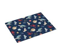 Tappetino scolapiatti grande per bancone della cucina, 45,7 x 61 cm, in microfibra, assorbente, motivo creature marine, tappetino per scolapiatti con anello per appendere