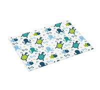Tappetino scolapiatti grande per bancone della cucina, 45,7 x 61 cm, in microfibra assorbente, motivo cartoni animati, motivo creature marine, tappetino per cucina, scolapiatti con anello per