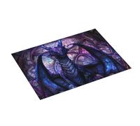 Tappetino scolapiatti grande per bancone della cucina, 45,7 x 61 cm, in microfibra assorbente, motivo drago fantasy in cattedrale, tappetino per scolapiatti con anello per appendere