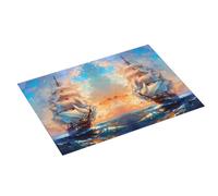 Tappetino scolapiatti grande per bancone della cucina, 45,7 x 61 cm, in microfibra, assorbente, motivo: nave a vela oceano, tramonto sull'oceano, tappetino per scolapiatti con anello per appendere