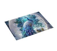 Tappetino scolapiatti grande per bancone della cucina, 45,7 x 61 cm, in microfibra, assorbente, motivo: pavone neve, tappetino per scolapiatti con anello per appendere