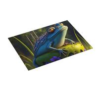 Tappetino scolapiatti grande per bancone della cucina, 45,7 x 61 cm, in microfibra assorbente, motivo rana blu, tappetino per scolapiatti con anello per appendere