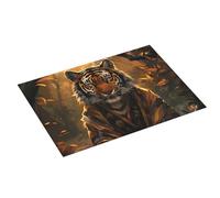 Tappetino scolapiatti grande per bancone della cucina, 45,7 x 61 cm, in microfibra, assorbente, motivo: tigre nella foresta con foglie cadute