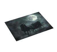 Tappetino scolapiatti grande per bancone della cucina, 45,7 x 61 cm, in microfibra assorbente, tappetino per scolapiatti con passante per appendere la notte di Halloween con carrozza fantasma luna