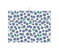 Tappetino scolapiatti grande per bancone della cucina, in microfibra, assorbente, per bancone della cucina, con graziosa stampa di mirtilli, 45,7 x 61 cm, con anello per appendere