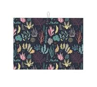 Tappetino scolapiatti grande per bancone della cucina, in microfibra, assorbente, per bancone della cucina, con alghe colorate, 45 x 61 cm, con anello per appendere