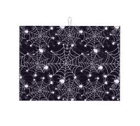 Tappetino scolapiatti grande per bancone della cucina, in microfibra, assorbente, per bancone della cucina, motivo ragnatela creativa per Halloween, 45 x 61 cm, con anello per appendere