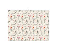 Tappetino scolapiatti grande per bancone della cucina, in microfibra, assorbente, per bancone della cucina, motivo: teschio d'amore di Halloween, 45 x 61 cm, con anello per appendere