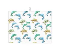 Tappetino scolapiatti grande per bancone della cucina, in microfibra, assorbente, per bancone della cucina, colorato, grazioso camaleonte, 45,7 x 61 cm, con anello per appendere